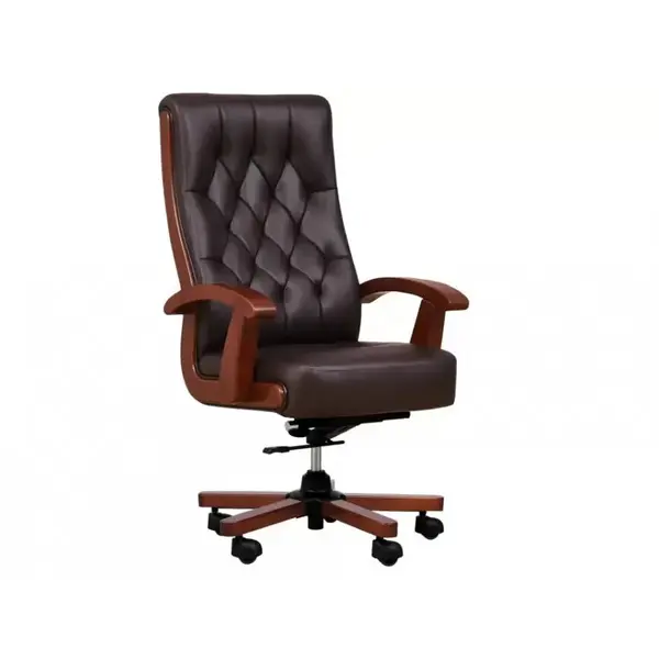 BEMONDI Scaun Birou Bemondi Consul A840 Brown, Piele Naturala, Cadru din Lemn Masiv, Maro