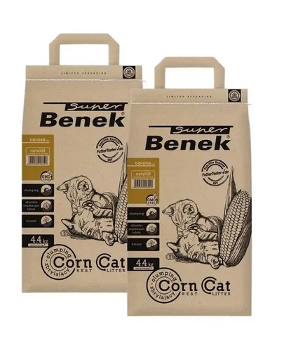 BENEK Super Corn Cat Golden 7 l x 2 (14 l) Asternut igienic din porumb pentru litiera
