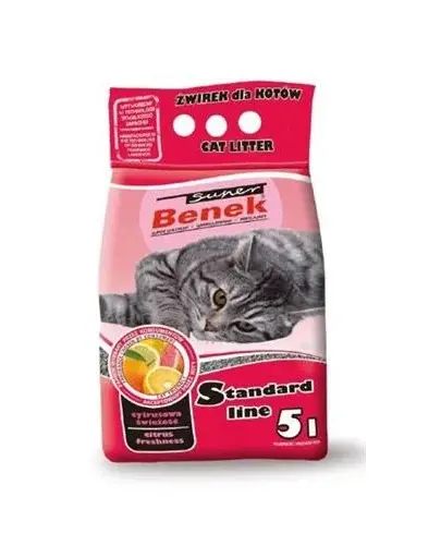 BENEK Super Standard Citrus Freshness nisip pentru litiera, miros citric 5 L