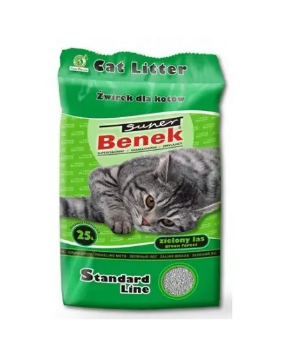 BENEK Super Standard Green Forest nisip pentru litiera, miros de pin 25 L x 2 (50 l)