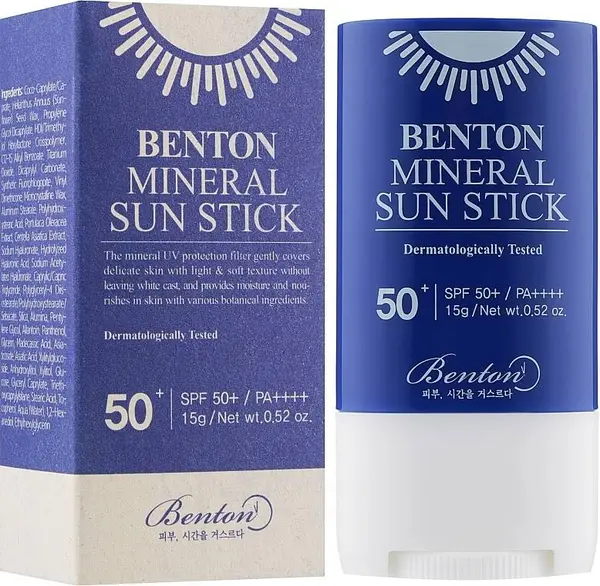 Benton Stick de protecție solară minerală, SPF50+, 15 g