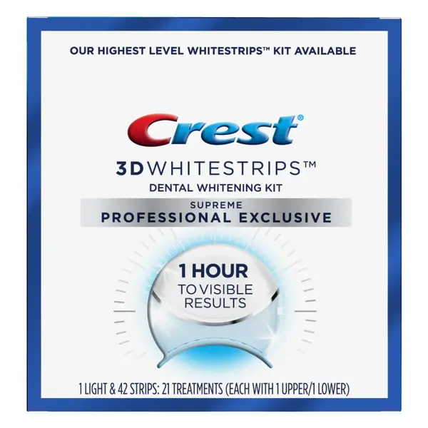 Benzi Albirea Dinților, Crest 3D Whitestrips, Supreme Professional Exclusive LED, Rezultate Vizibile Într-o Oră, Tratament 21 Zile, 21x plicuri + Lampa LED