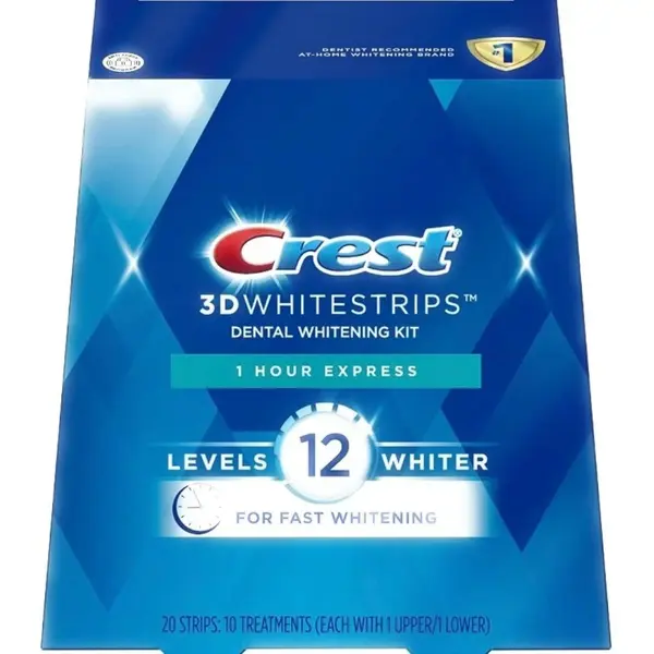 Benzi Albirea Dintilor, Crest Whitestrips 3D 1-Hour Express, Nivel Albire 12, Cutie 10 plicuri, 20 benzi