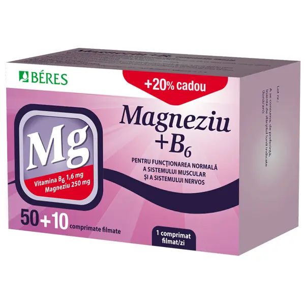 Beres Magneziu + B6 50 comprimate + 10 comprimate cadou