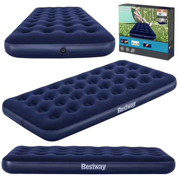 Bestway Saltea gonflabila de calatorie pentru dormit Flocked BESTWAY, 188x99x22cm, Set de reparatii