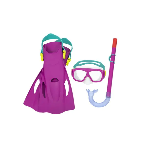 Bestway Set scufundari pentru copii Bestway, Masca, Tub si Aripioare, 7+ ani, Mov/Verde