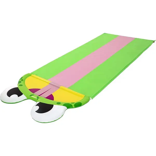 Bestway Tobogan de apa pentru copii, BESTWAY, model broasca, 3 piste, 488cm, Patch de reparare