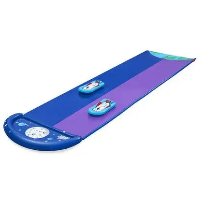 Bestway Tobogan H2OGO! Bestway 52642, Lunar Launch, pentru 2 persoane 488 x 138 cm, 2 mini-placi de surf, Albastru-Mov