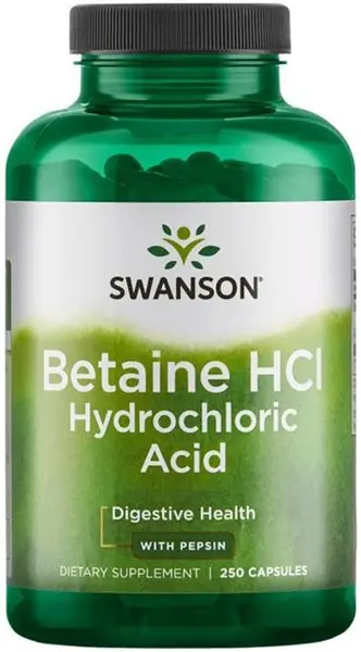 Betaine HCl Hydrochloric Acid, 250 capsule, Swanson