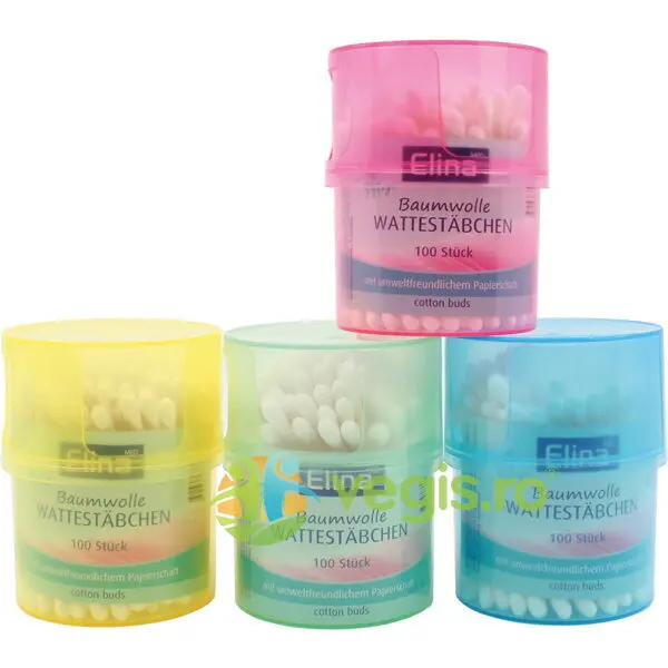 Betisoare de Urechi din Bumbac - Cutie Colorata 100buc