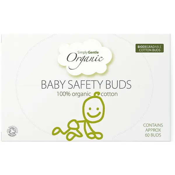 Betisoare de Urechi din Bumbac Organic cu Opritor pentru Bebelusi Simply Gentle Organic 60buc
