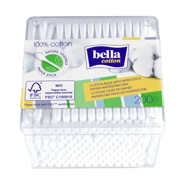 Betisoare Igienice cu 100% Bumbac Bella, 200 Bucati