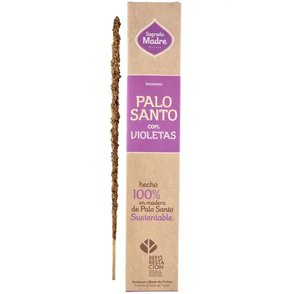 Bețișoare parfumate Palo Santo & Violets 23 cm - Sagrada Madre