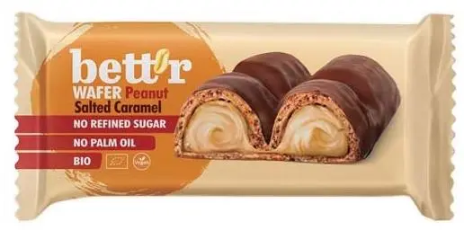 Bett'r bar bio cu fulgi, arahide și caramel sărat, 33 g