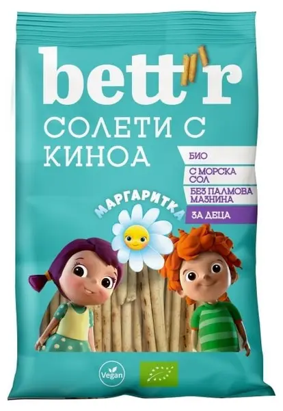 Bett'r Margareta Bio sărățele cu quinoa și făină de grâu, 50 g
