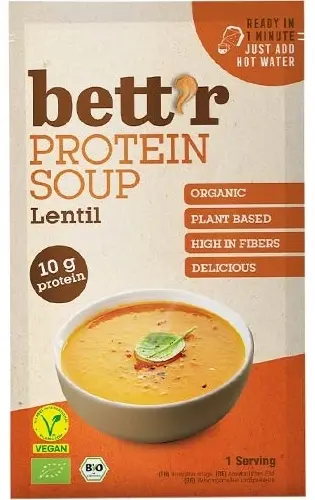 Bett'r Supă bio proteică, linte roșie, 30 g