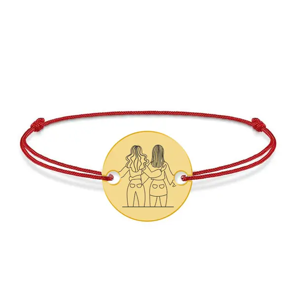BFF - Bratara cu snur personalizata pentru cei mai buni prieteni din argint 925 placat cu aur galben 24K
