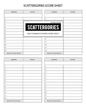 BG Publishing Scattergories Score Sheet: Scattergories Game Record Keeper for Keep Track of Who's Ahead In Your Favorite Creative Thinking Category Ba, Paperback/Bg Publishing