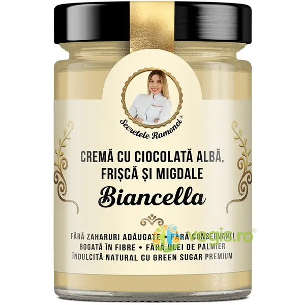 Biancella Crema cu Ciocolata Alba, Frisca si Migdale Secretele Ramonei 350g