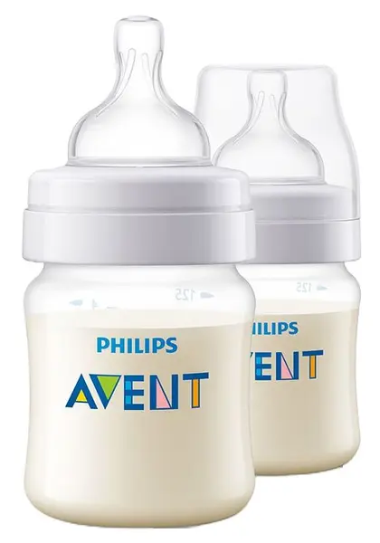 Biberoane Philips Avent - Anti-Colic Classic, cu tetină 0 luni+, 125 ml, 2 buc