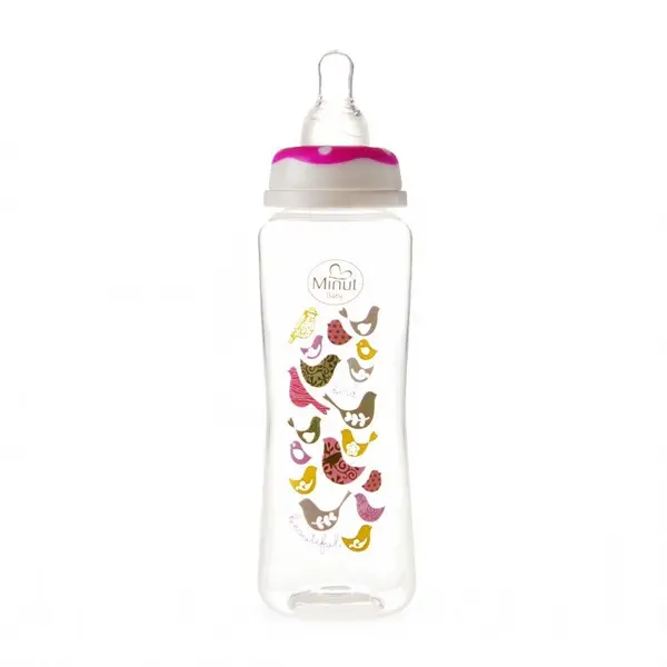 Biberon 250 ml si tetina silicon 3+ roz