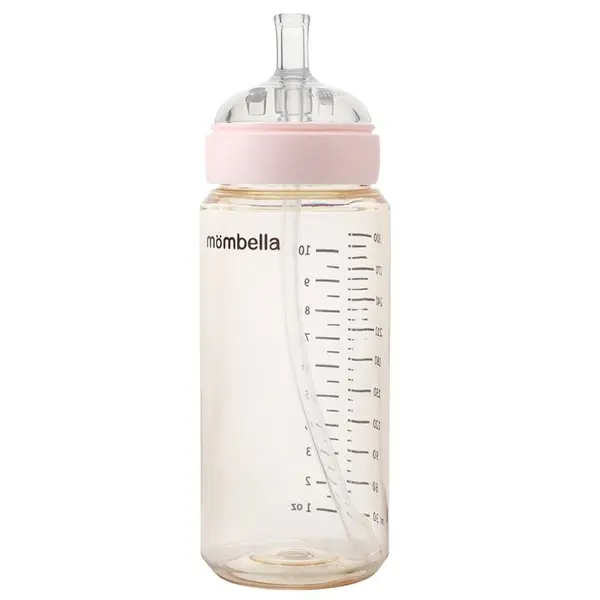 Biberon anti-colici Mombella 300 ml cu tetina din silicon L, flux rapid 6-9 Luni Old Rose