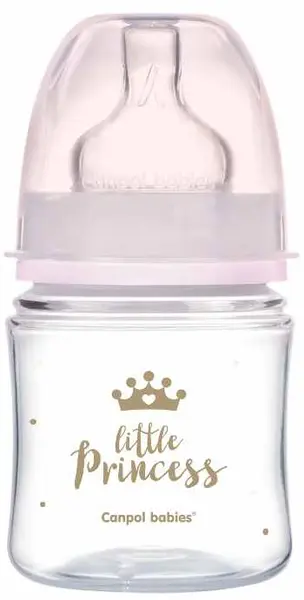 Biberon anticolici Canpol Easy Start - Royal Baby, roz, 120 ml