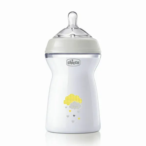 Biberon anticolici, Chicco, Natural Feeling, Plastic, Cu tetina Din silicon moale, Pentru hranire alternativa, Potrivit pentru nou-nascuti si sugari, Fara BPA, 330 ml, 6 luni+, Bej