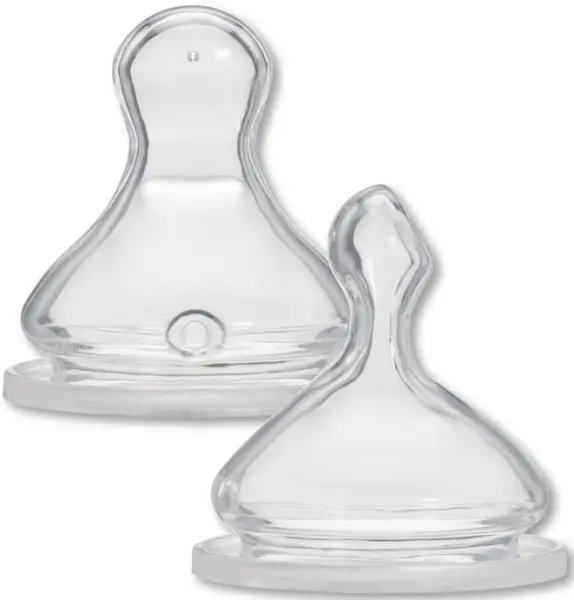 Biberon Baby Nova din silicon, gât larg, ortodontic, mărimea 2 pentru lapte, set de 2 bucăți