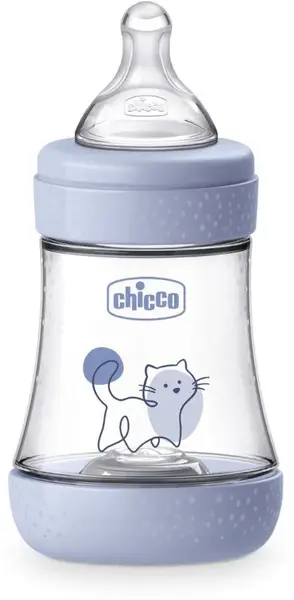 Biberon Chicco Perfect 5 - debit lent, 150 ml, 0+ luni, albastru