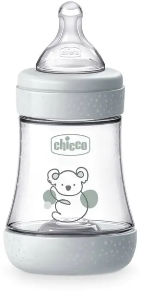Biberon Chicco Perfect 5 - debit lent, 150 ml, 0+ luni, gri/alb