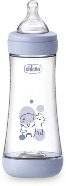 Biberon Chicco Perfect 5 - debit rapid, 300 ml, 6+ luni, albastru