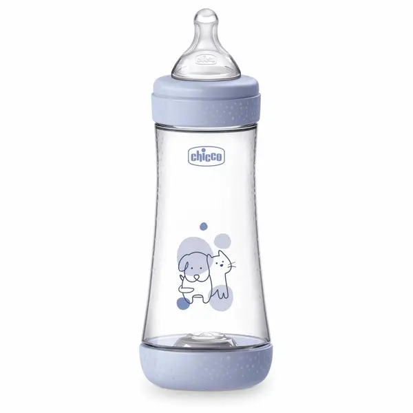 Biberon Chicco Perfect5 300ml, biofunctional, anti-colici, tetina silicon, flux rapid, baiat, 4luni