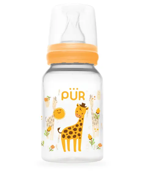 Biberon cu desen galben 0-3 luni, 125ml, PUR