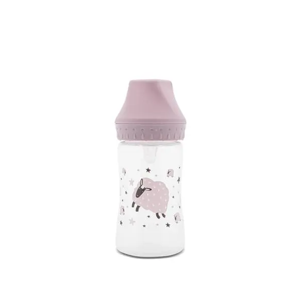 Biberon cu gat larg My Friend Mellow Rose tetina moale din silicon, 0 luni+, 250 ml