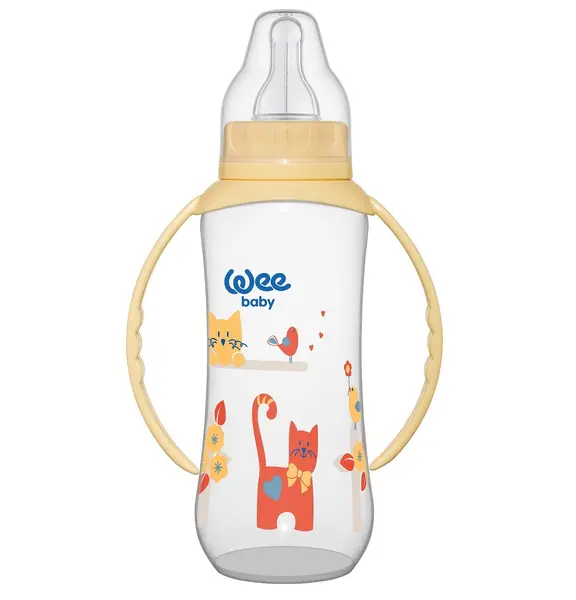 Biberon cu manere 270 ml+ tetina silicon rotunda - cod 745, Wee Baby
