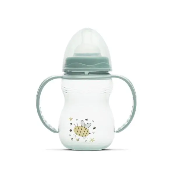Biberon cu manere My Friend tetina moale din silicon 0 luni+ 250 ml Iceberg Green