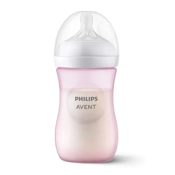 Biberon cu tetina din silicon Avent Natural Response 3.0 260 ml 1+ Roz