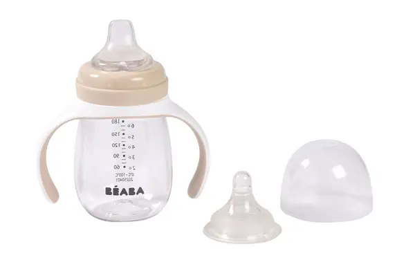 Biberon de invatare Beaba Clay 2 in 1 din tritan 210 ml