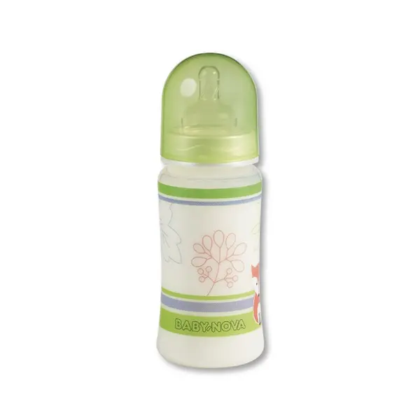 Biberon din plastic cu gât larg Baby Nova PA - 300 ml, culoarea Pădure
