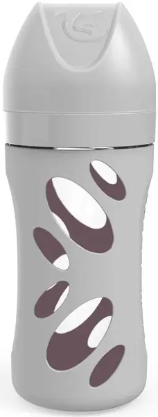 Biberon din sticla anti-colici Twistshake - Gri, 260 ml