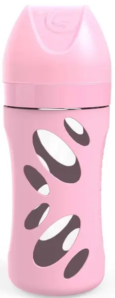Biberon din sticla anti-colici Twistshake - Roz, 260 ml
