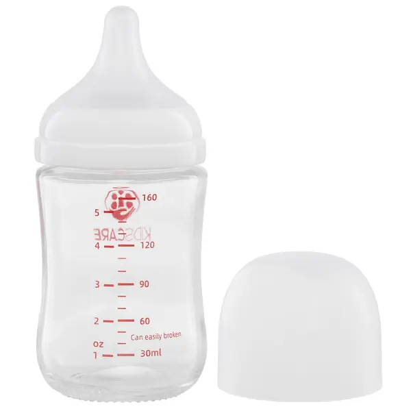 Biberon din sticla borosilicat 160 ml KidsCare cu tetina din silicon