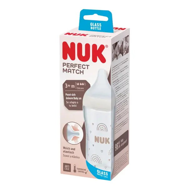 Biberon din sticla Perfect Match, tetina marimea M, 230ml, Nuk