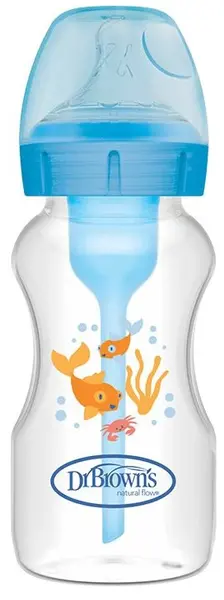 Biberon Dr. Brown’s Options+ - Anti-Colic, Wide-Neck, 270 ml, Albastru