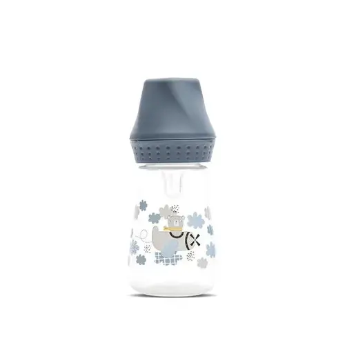 Biberon Lorelli My Friend Cameo Blue, tetina moale din silicon, 0 luni+, 125 ml