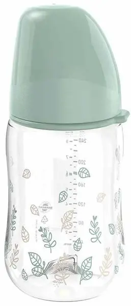 Biberon NIP Green - Cherry, Flow M, 0 m+, 260 ml, verde, verde