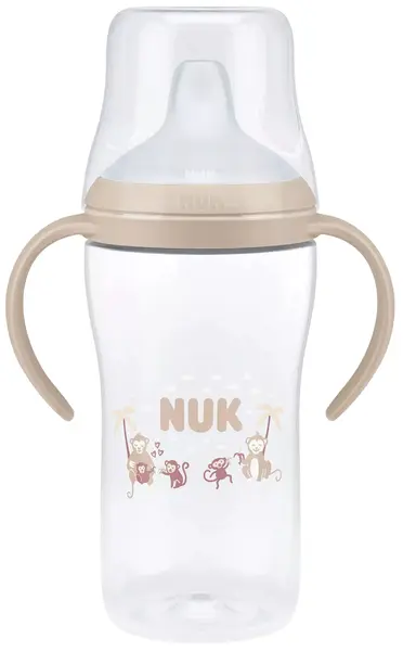 Biberon NUK Perfect Match - Cu duză de suc, TC, РР, 260 ml, maimuţă, bej