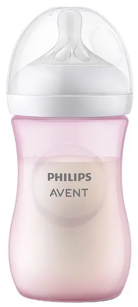 Biberon Philips Avent - Natural Response 3.0, flow 3/medie, 3 m+, 260 ml, roz