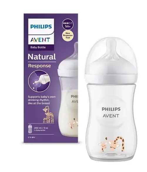 Biberon Philips Avent Natural Response SCY903/66, 260 ml, 3 luni - 1 an (Alb/Transparent)